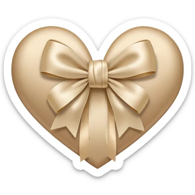 white heart with beige bow sticker
