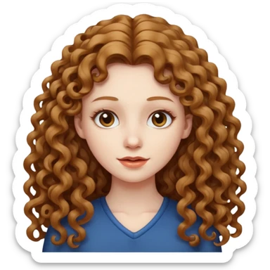 really long hair light brown curly pale skin sticker