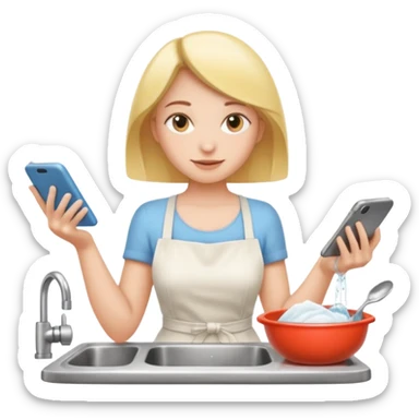 woman perfectionist with 4 arms texting a message wahsing dishes and reading a book 
more dinamic emoji  sticker
