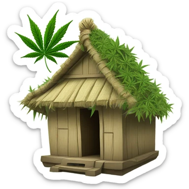 thai hut cannabis leaf roof on a cannabis tree sticker