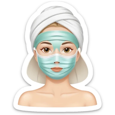 white Lady with face mask spa beauty full face relaxing sticker