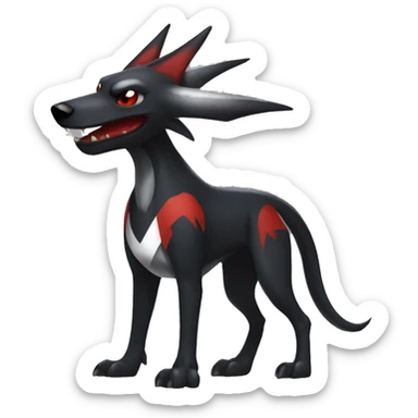 Black Cool Edgy Nargacuga-Houndoom-Garchomp Fakémon  with White and Red Edgy markings sticker