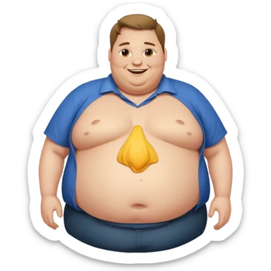 Hombre obeso mórbido con la barriga saliendo de la camisa sticker
