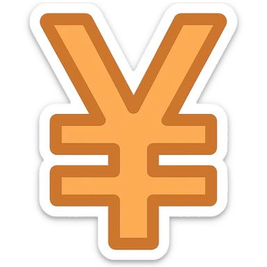 Change the color of the 3D yuan sign emoji to a 2D warm orange flat apple emoji style. The design should be clean and simple with no text, just the symbol. Emulate the flat warm colors and simplicity of apple emoji style in 2D warm orange color. sticker