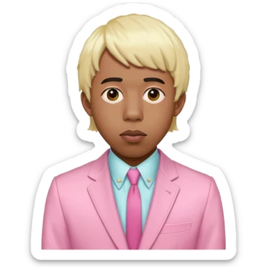 Tyler the Creator with blonde wig and pink suit from IGOR era sticker
