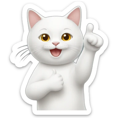 White cat gives a thumbs up sticker