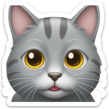 Grey cat sticking out tongue  sticker