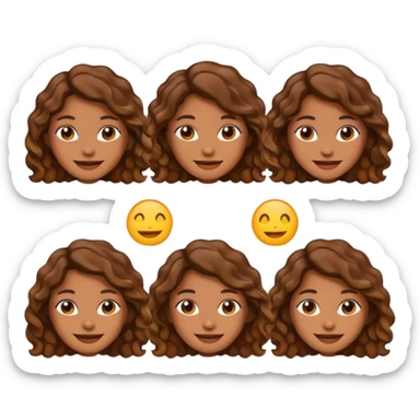 Emojis de uma mulher parda, com cabelo ondulado de várias formas sticker