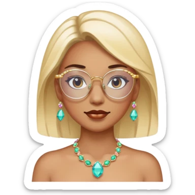 gem lover woman with gem accessories excessive amount gem glassess sticker