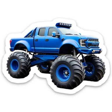 Bigfoot - Bigfoot 4x4 (Model Year: 2022) (Iconic colour: Blue) - An oversized, rugged monster truck with bold, aggressive lines painted in a striking blue. Focus on massive, rugged tires and a muscular chassis that exudes raw power and an urban legend feel. sticker