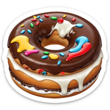 Chocolate donut with white paint dripping  sticker