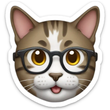 Nerd cat emoji with two big teeth sticker