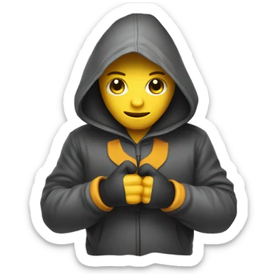 mysterious hooded boy in gloves sticker
