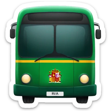 Dark green bus with a Spanish flag sticker