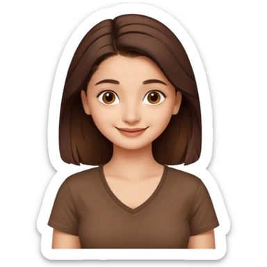 ipretty bratz emoji of alia bhatt wearing a V neck brown tshirt. She should look like Alia Bhatt sticker