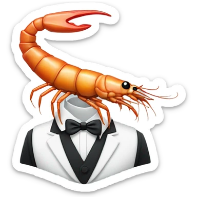 Prawn wearing a tuxedo  sticker