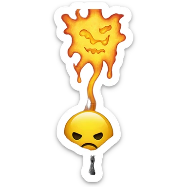 A yellow smiley face melting into a puddle and a heart on fire  sticker