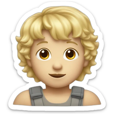Toddler boy with short fringe and slightly curly blonde mullet hairstyle sticker