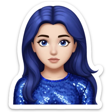 Lauren Jauregui from Fifth Harmony with long dark brown hair, periwinkle sequin outfit sticker