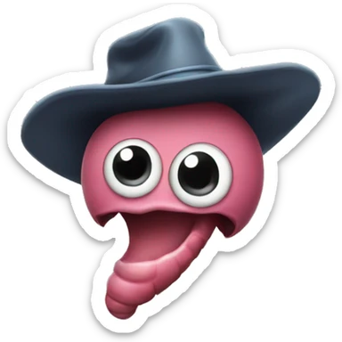 worm wih hat sticker