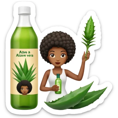 Bottle of Aloe Vera Pre-Poo. The label on the bottle should have a picture of a black woman with afro holding aloe. vera leaf. sticker