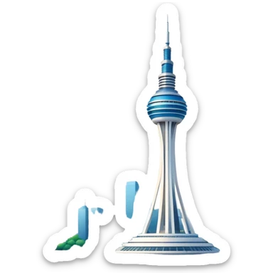 Cinematic Realistic N Seoul Tower Landmark Emoji, showcasing a futuristic tower with panoramic views rendered with sleek textures and vibrant, modern lighting. sticker