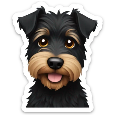 Scruffy black terrier with some brown sticker