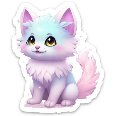 Anthro Cute Fluffy Gorgeous Magical Petite Shiny Colorful Pastel Glitter Sparkle Stars Anime Chibi Fantasy-Animal-Fakémon-Pokémon-Hybrid Fur Sona Aesthetic Trending Style Full Body sticker