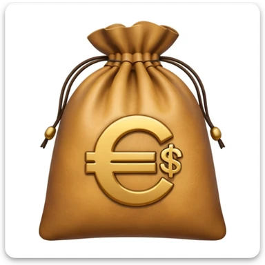 money bag with a bold ₸ symbol in the center sticker