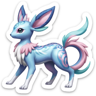 Meloetta-Sylveon-Dialga-Suicune-Palkia-fusion-animal-hybrid-creature, full body  sticker