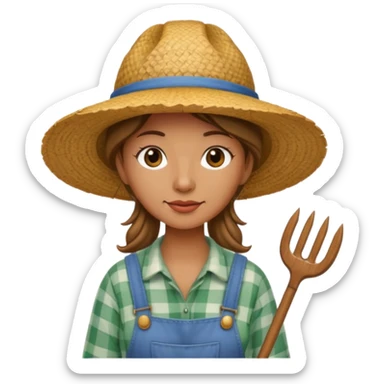 farmer woman with pitchfork sticker