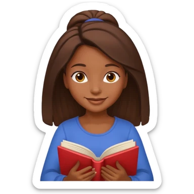 Pretty black girl with brown eyes and brown hair reading a romantic book sticker