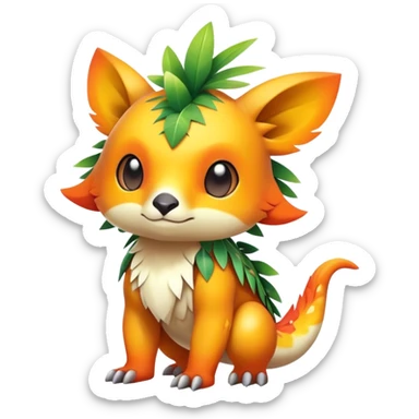 Cute cool colorful fantasy tropical animal hybrid Fakemon full body sticker