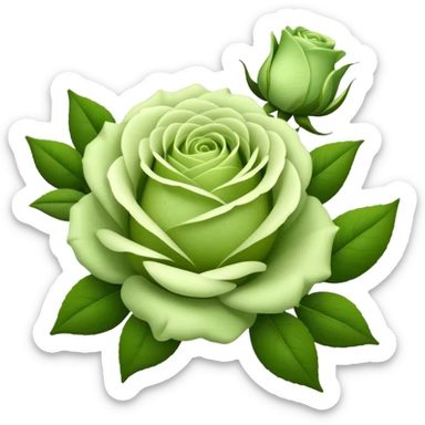 big bouquet Soft Green Tea Rose flower and bud, luxuriant, leaf, bud sticker