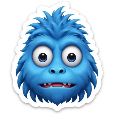 A skinny and lanky tall blue furry monster with a slightly triangular head put the top having a small curve going inward  sticker