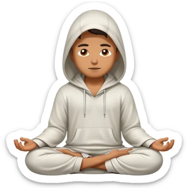 Person wearing hood meditating sticker