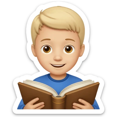 Niño pequeño leyendo un libro feliz sticker