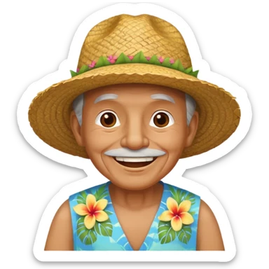 hawaiian old man with hat sticker