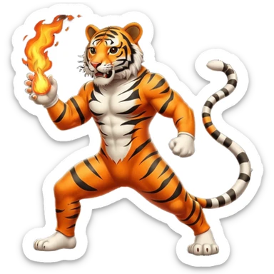 tiger  vintage-circus-performer-spitting-fire full body sticker