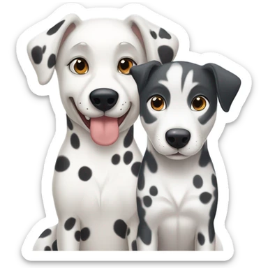 shibi style, dalmatian, white and grey siberian husky, in love sticker