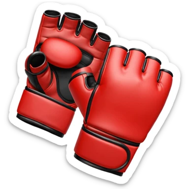 MMA glove object icon, fingerless fighting glove, glossy leather texture, 3D cartoon, mobile game icon style, centered, soft shadow, clean background, no text, no watermark
 sticker