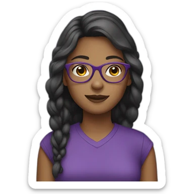 girl with glasses dressed in purple sticker