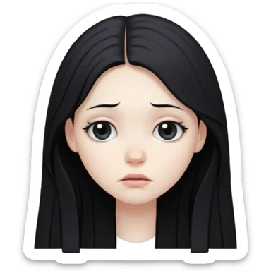 Pale girl with long black hair sad sticker