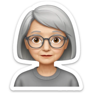 Old woman square glasses short gray straight hairstyles bob sticker