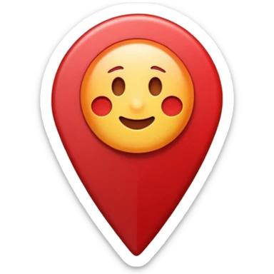 Emoji of a location pin, iPhone emoji style. Flat design, smooth gradients, rounded edges, soft shadows, clean look, white background sticker