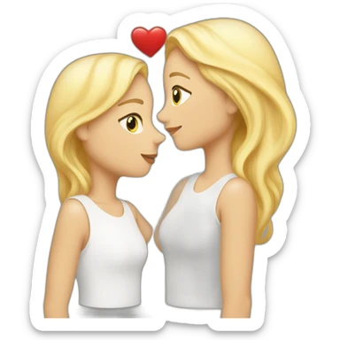 A blond m’en who kisses a pretty blonde woman with a heart above their heads  sticker