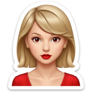 Taylor Swift red líp and elegant look sticker