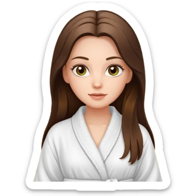 pretty white long brunette hair girl with hazel eyes in a bathrobe  at the spa sticker