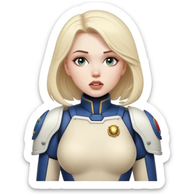 woman space marine in bodysuit whispering sticker