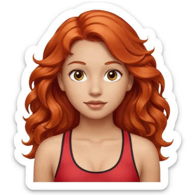 Athletic girl with long light red wavy hair and smaller boobs sticker
